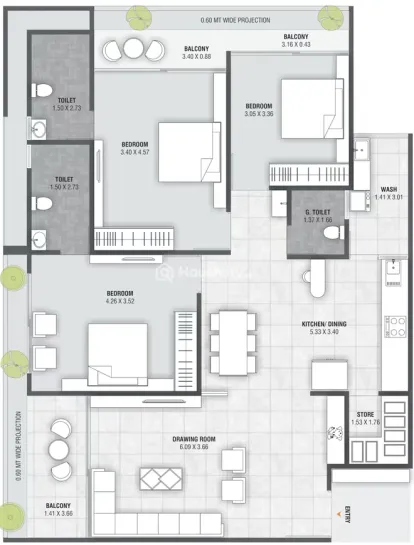 3 BHK Flat for Sale in Koba, Gandhinagar Image 1