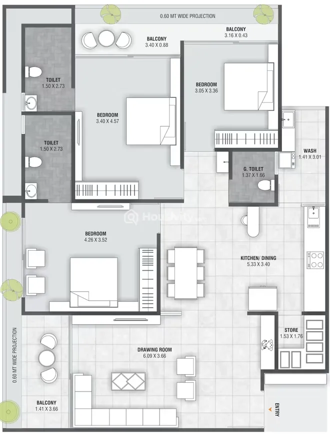 3 BHK Flat for Sale in Koba, Gandhinagar Image 1