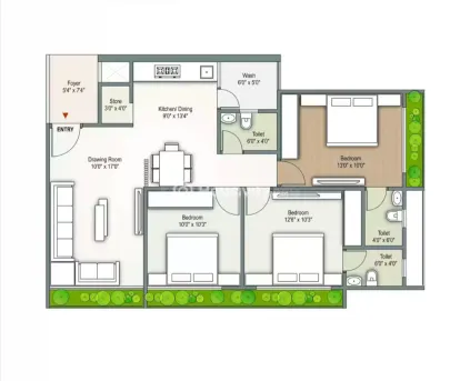 3 BHK Flat for Sale in Sargasan, Gandhinagar Image 1