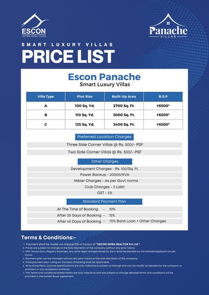 Escon Panache Premium villas Brochure Image 24