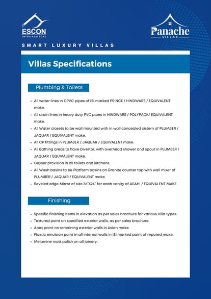 Escon Panache Premium villas Brochure Image 6