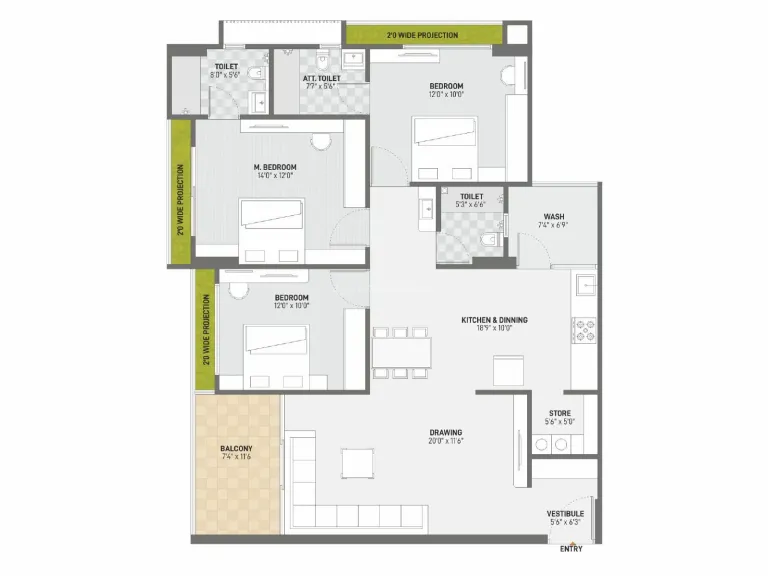 2, 3 BHK Flat for Sale in PDPU Road, Gandhinagar Image 9