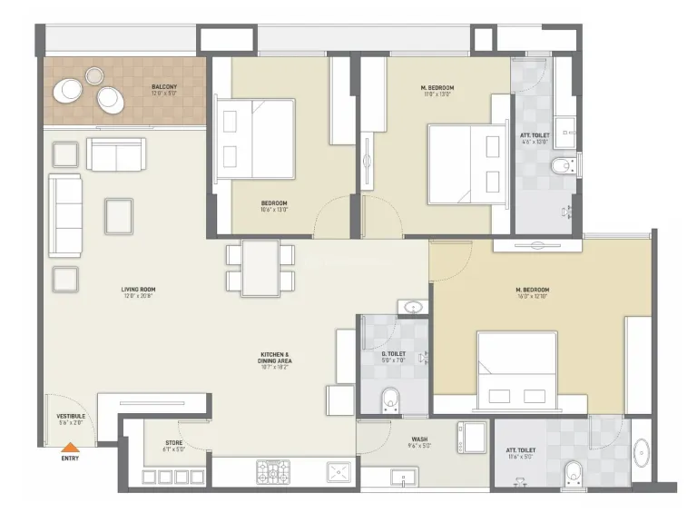 3, 4 BHK Flat for Sale in Sargasan, Gandhinagar Image 9