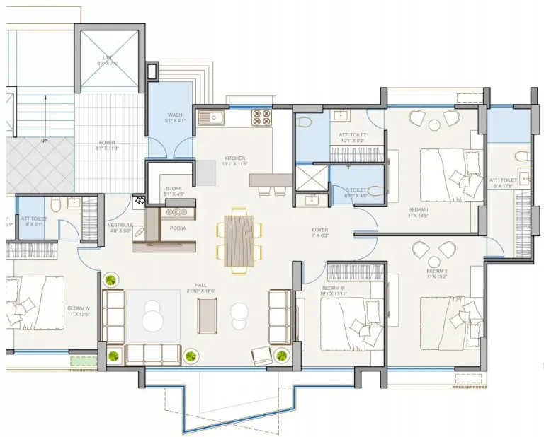 3, 4 BHK Flat for Sale in Sargasan, Gandhinagar Image 15