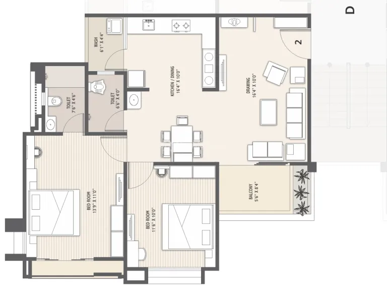 2 BHK Flat for Rent in Sargasan, Gandhinagar Image 3