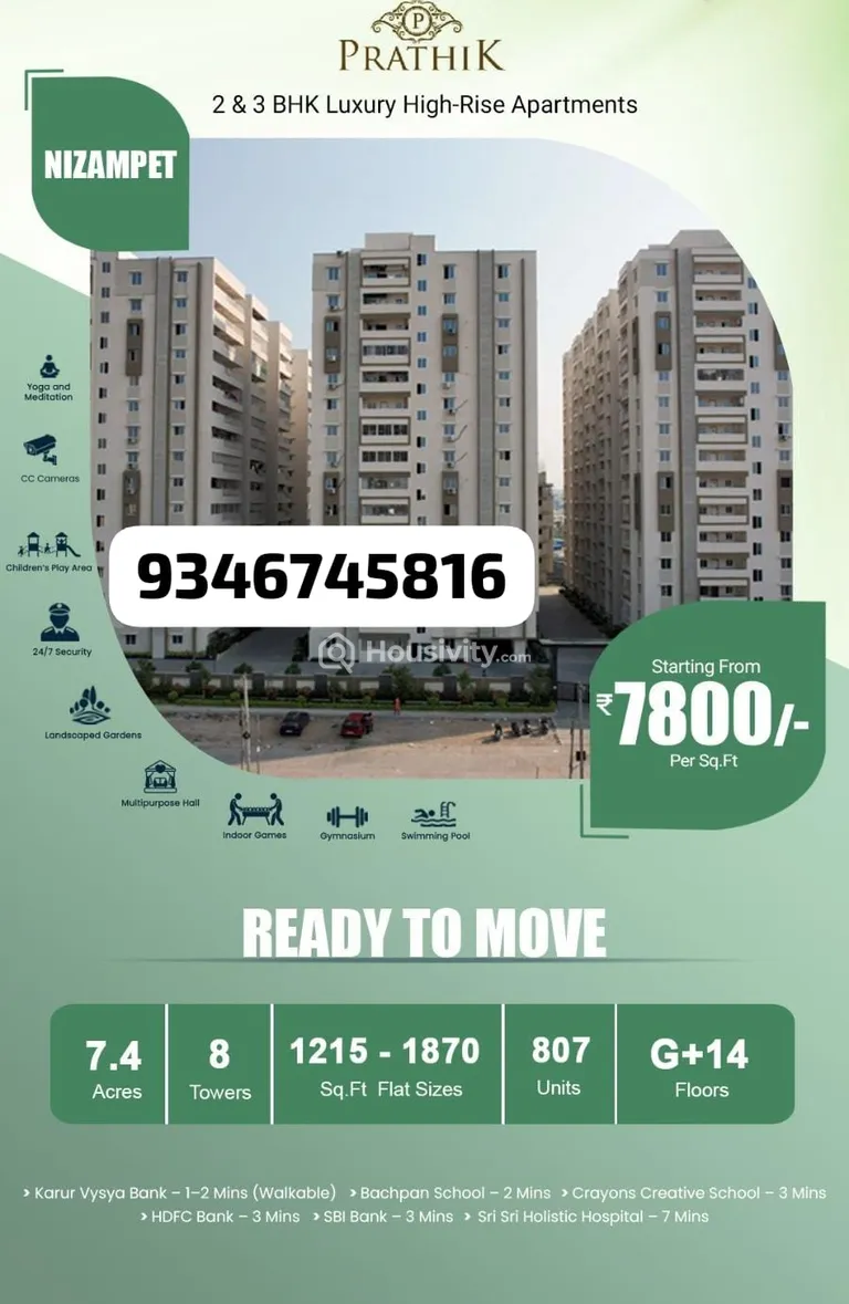 2 BHK Flat for Sale in Nizampet, Hyderabad Thumbnail