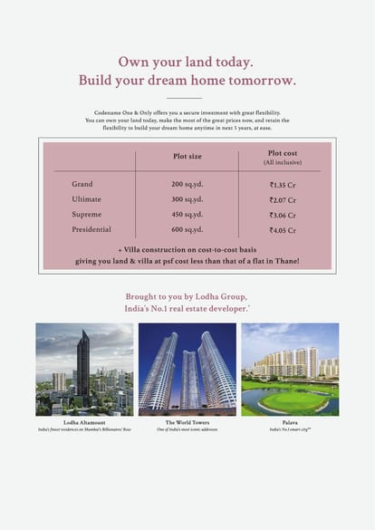 Lodha Codename One & Only Brochure Image 7