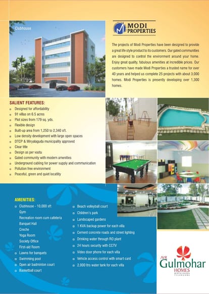 Modi AVR Gulmohar Homes Brochure Image 2