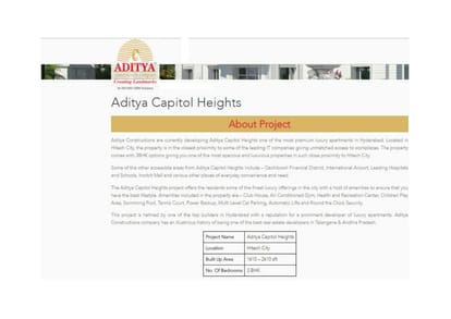 Aditya Capitol Heights Brochure Image 1